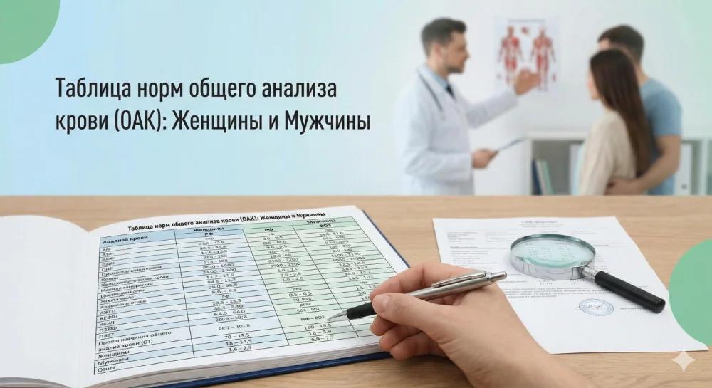 Таблица норм общий анализ крови ОАК: для женщин и мужчин